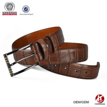 brown luxury genuine cowhide leather crocodile belt